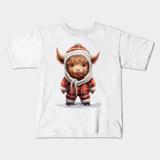 Christmas Baby Highland Cow #2 Kids T-Shirt